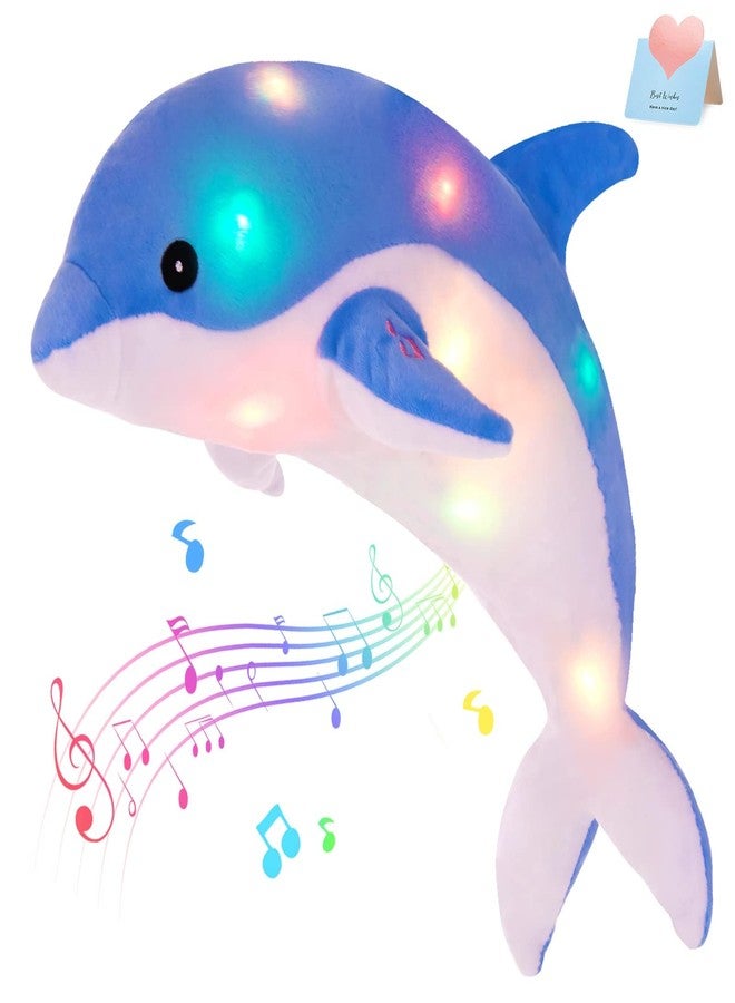 Glow Guards Light up Musical Stuffed Dolphin Ocean Life Soft Plush Toy with LED Night Lights Nursery Songs Glow Singing Sea Animals Birthday for Toddler Kids, 18'' - Image 1